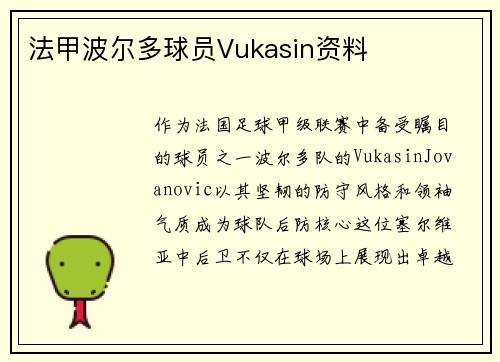 法甲波尔多球员Vukasin资料